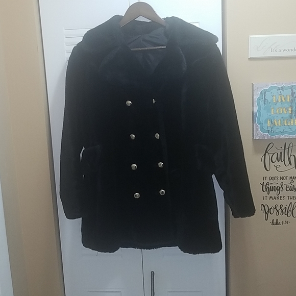 Unlisted Jackets & Blazers - Black Faux Fur Coat